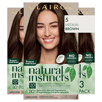 Picture of Clairol Natural Instincts Demi-Permanent Hair Dye, 5 Medium Brown Hair Color, Pack of 3