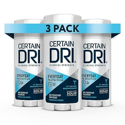 Picture of Certain Dri Everyday Strength Clinical Antiperspirant Solid Deodorant, Hyperhidrosis Treatment for Men & Women, Morning Fresh, 2.6oz, 3 Pack