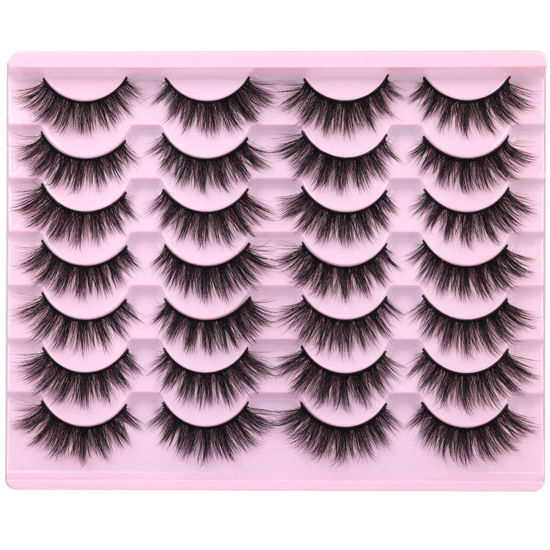 Picture of EyeLashes Natural Look 16mm Faux Mink Lashes Fluffy Cat Eye Wispy Eyelashes 6D Volume False Lashes Pack by Kiromiro