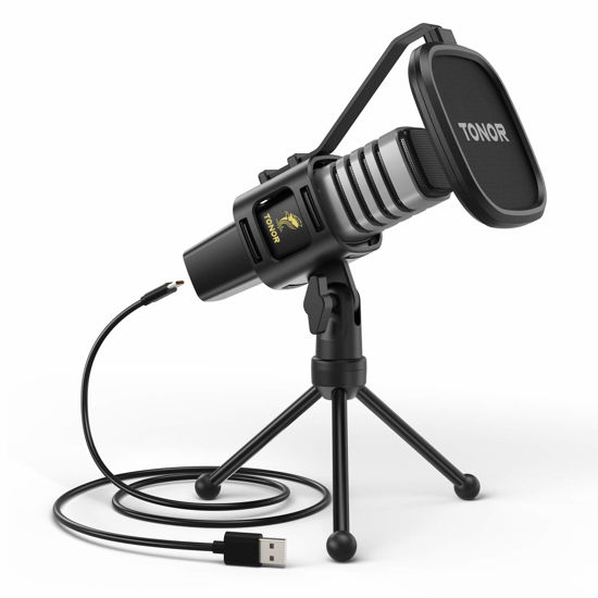 Picture of USB Microphone, TONOR Cardioid Condenser Computer PC Mic with Tripod Stand, Pop Filter, Shock Mount for Gaming, Streaming, Podcasting, YouTube, Voice Over, Twitch, Compatible with Laptop Desktop, TC30