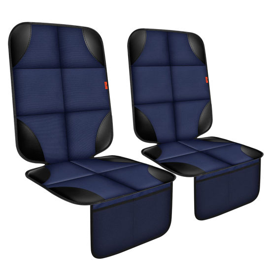 Picture of XHYANG Car Seat Protector 2 Pack Car Seat Cushion Mat Thickest Padding,Waterproof 600D Fabric Car Seat Covers for Non-Slip Backing Mesh Pockets for Baby and Pet 2 Seat Protector Blue