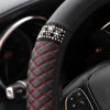 Picture of Bling Soft Leather Steering Wheel Cover, 15 Inch Colorful Rhinestones Auto Elastic Steering Wheel Protector, Sparkly Crystal Diamond for Women Girls, Car Interior Accessories for Most Cars (Black/Red)