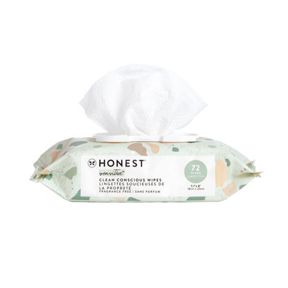 Picture of The Honest Company Clean Conscious Wipes | 99% Water, Compostable, Plant-Based, Baby Wipes | Hypoallergenic, EWG Verified | Geo Mood, 72 Count