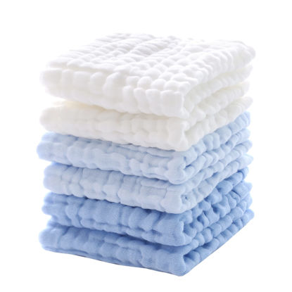 TILLYOU 6-Pack Baby Bath Towels and Washcloths for Boys Girls, 2