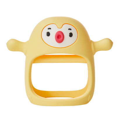 Picture of Smily Mia Penguin Buddy Never Drop Silicone Teething Toys for Babies 0-6month,Infant Hand Teether Pacifiers for 0-6Months Breastfeeding Babies, Easter Baby Basket Stuffers for 3-6Months,Yellow