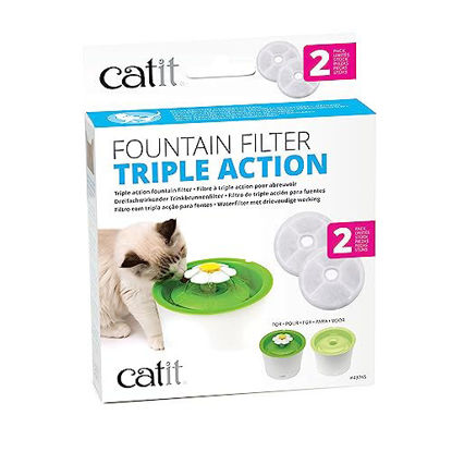 Picture of Catit Triple Action Water Fountain Filters, Replacement Cat Drinking Fountain Filters, 2 Pack