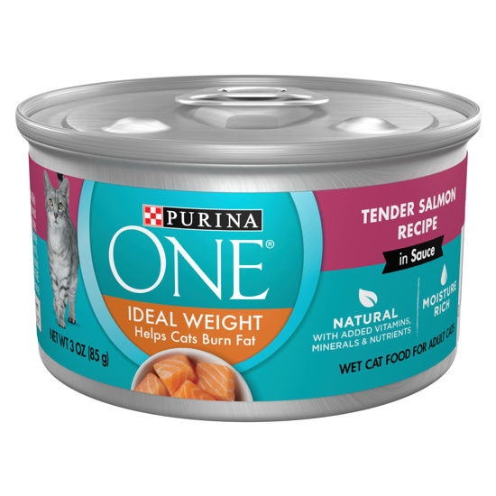 Picture of Purina ONE Natural Weight Control Wet Cat Food, Ideal Weight Tender Salmon Recipe - (24) 3 oz. Pull-Top Cans