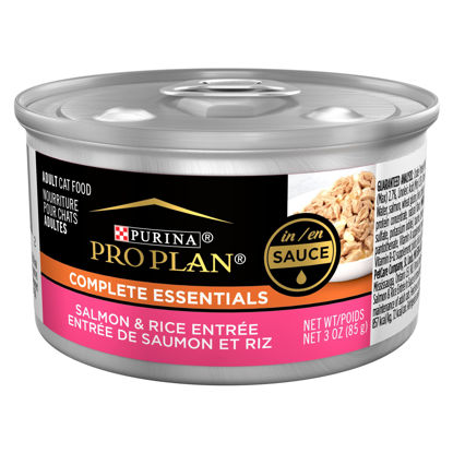 Picture of Purina Pro Plan Gravy, Pate, High Protein Wet Cat Food, Complete Essentials Salmon and Rice Entree in Sauce - (24) 3 oz. Pull-Top Cans