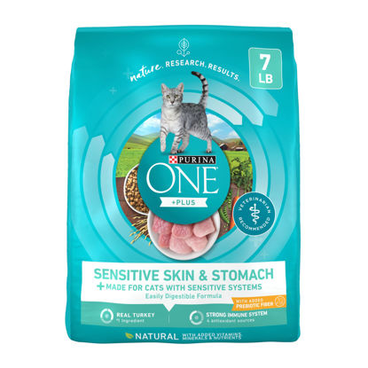 Picture of Purina ONE Sensitive Stomach, Sensitive Skin, Natural Dry Cat Food, +Plus Sensitive Skin and Stomach Formula - 7 lb. Bag