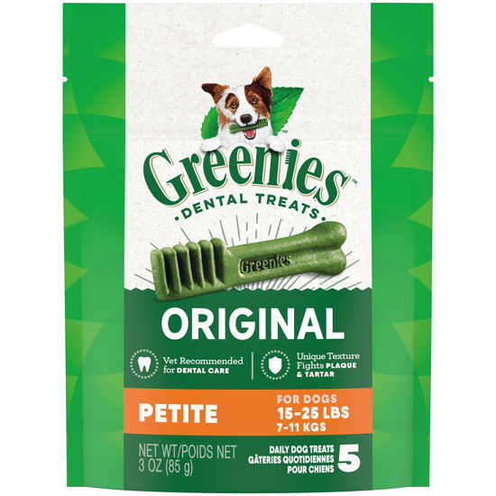 Picture of Greenies Original Petite Natural Dog Dental Treats, 3 oz. Pack (5 Treats)