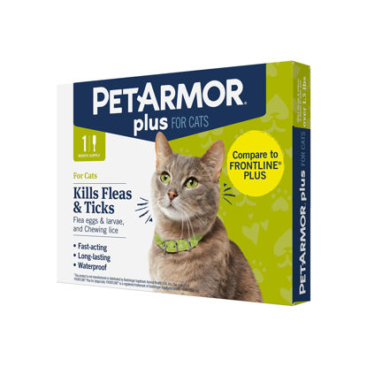 Picture of PetArmor Plus for Cats, Flea & Tick Prevention for Cats Over 1.5 lbs, Waterproof and Fast-Acting Topical Flea and Tick Medication, (1, 3, 6, 12) Months of Treatment, (1, 3, 6, 12)  Count