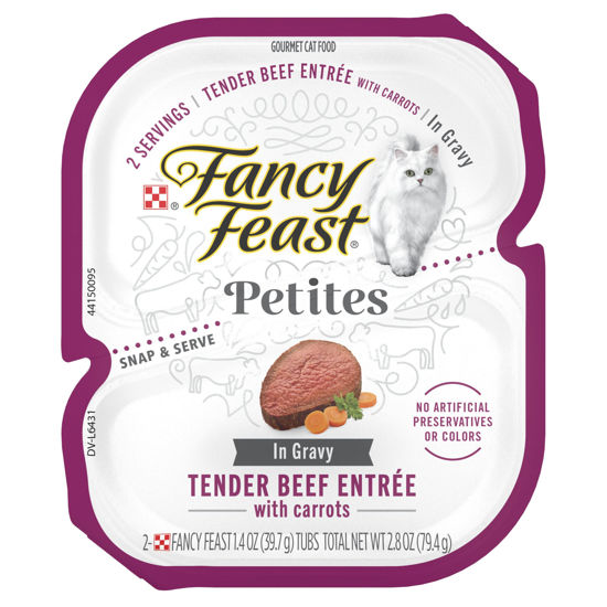 Picture of Purina Fancy Feast Gourmet Gravy Wet Cat Food, Petites Tender Beef With Carrots Entree - (12) 2.8 oz. Tubs