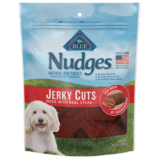 Picture of Blue Buffalo Nudges Jerky Cuts Natural Dog Treats, Steak, 10oz Bag