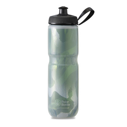 Picture of Polar Bottle Sport Insulated Water Bottle - BPA-Free, Sport & Bike Squeeze Bottle with Handle (Contender - Olive & Silver, 24 oz)