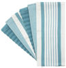 Picture of Premium Kitchen Towels 20”x 28”- 6 Pack| Large Cotton Kitchen Towels | Hand Towels for Kitchen | Flat & Terry Towel | Dish Towels | Highly Absorbent Tea Towels Set with Hanging Loop | Aqua Striped