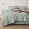 Picture of Bedsure King Size Comforter Set - Bedding Set King 7 Pieces, Pintuck Bed in a Bag Green Bed Set with Comforter, Sheets, Pillowcases & Shams