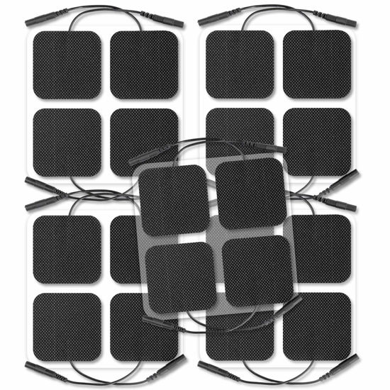 Picture of AUVON TENS Unit Pads 2"X2" 20 Pcs, 3rd Gen Latex-Free Replacement Pads Electrode Patches with Upgraded Self-Stick Performance and Non-Irritating Design for Electrotherapy (Black)