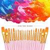 Picture of BOSOBO Paint Brushes Set, 2 Pack 20 Pcs Round Pointed Tip Paintbrushes Nylon Hair Artist Acrylic Paint Brushes for Acrylic Oil Watercolor, Face Nail Art, Miniature Detailing & Rock Painting, Pink