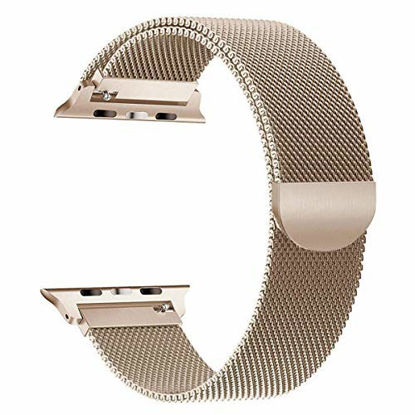 Picture of Tirnga Compatible with Apple Watch Band 42mm, iWatch Bands 42mm Milanese Loop Series 3 2 1 Champagne Gold