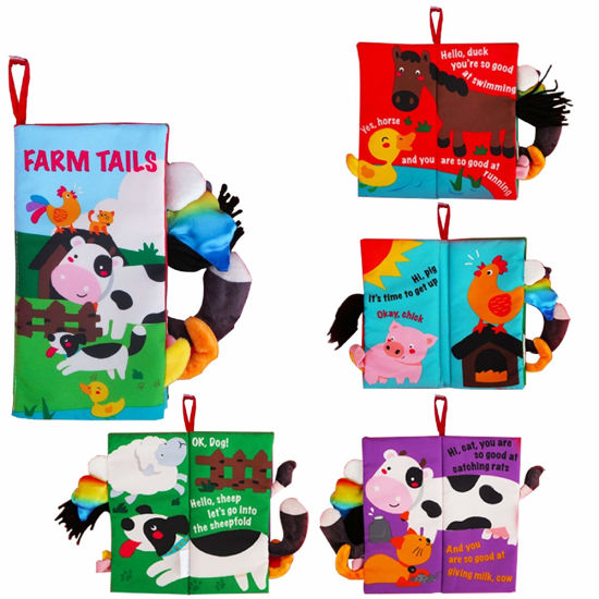 Picture of beiens Baby Books Toys, Touch and Feel Crinkle Cloth Books for Babies, Infants & Toddler, Early Development Interactive Car & Stroller Soft Toys for Boys & Girls (Farm Tails-1 Book)