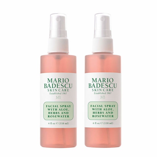 Picture of Mario Badescu Facial Spray with Aloe, Herbs and Rose Water for All Skin Types, Face Mist that Hydrates, Rejuvenates & Clarifies, 4 FL OZ(Pack of 2)