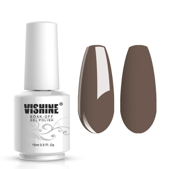 Picture of Vishine Gelpolish Lacquer Shiny Color Soak Off UV LED Gel Nail Polish Professional Manicure Greyish Brown(1541)