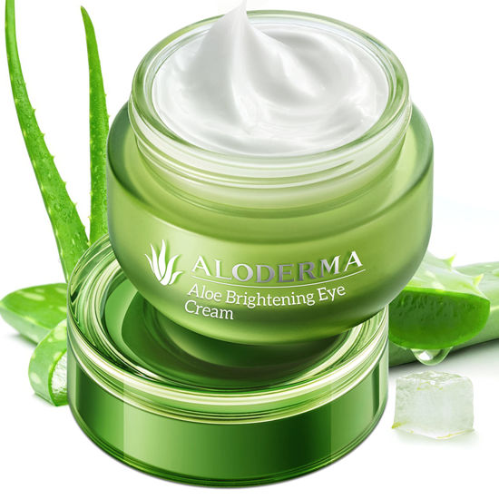 Picture of Aloderma Brightening Eye Cream with 87% Organic Aloe Vera - Eye Cream for Dark Circles and Puffiness - Aloe Eye Cream for Men & Women with Grapefruit & Licorice Extracts - Hydrating Under Eye Cream