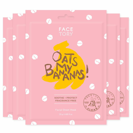 Picture of FACETORY Oats My Bananas Soothing Sheet Mask with Oats Extract (Pack of 5) - Soft, Banana Fiber Mask Material, For All Skin Types - Soothing, Moisturizing, Radiance Boosting