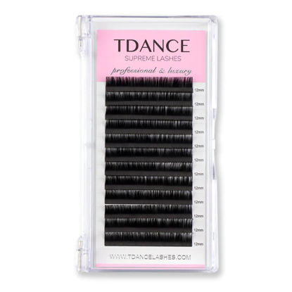 Picture of TDANCE Premium CC Curl 16mm Semi Permanent Individual Eyelash Extensions 0.18mm Thickness False Mink Silk Classic Lashes Extensions Professional Salon Use(CC,0.18,16mm)