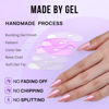 Picture of Press On Nails Almond - BTArtbox Soft Gel Press on Nails Pink Chrome Nails, Light Weight & Fit Perfectly, Natural Fake Nail with Nail Glue, Medium Glue On Nails in 15 Sizes - 30 Nail Kit, Lotus Glazed