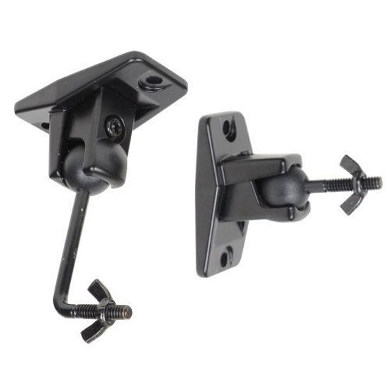 Picture of VideoSecu Speaker Wall Ceiling Mount Bracket One Pair for Universal Satellite, fits Keyhole and Thread Hole with 1/4 20 Threads, 4mm and 5mm Black 1ST