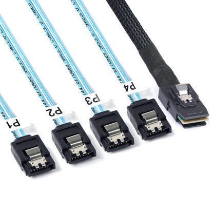 Picture of ADCAUDX 2Pack Mini SAS to SATA Cable: 0.5M SFF-8087 to SATA Mini SAS Breakout Cable SFF8087 to SATA Mini-SAS to SATA SAS to SATA Breakout(1.6FT)