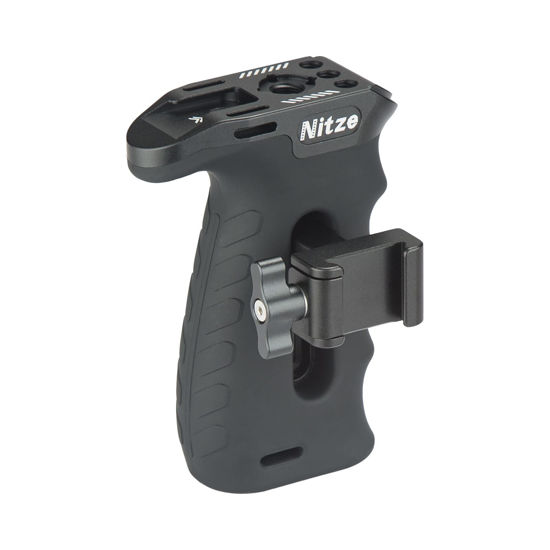 Picture of Nitze Ergonomic Side Handle with NATO Calmp, Rubberized Aluminum Left/Right Side Handle, Up and Down Adjustable NATO Side Handle for Camera and Monitor Rigs - PA29C