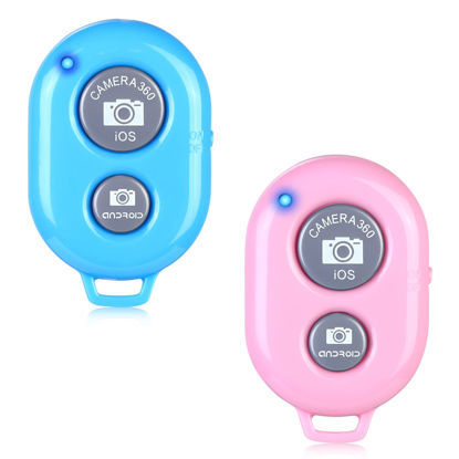 Picture of 2 Pack Wireless Camera Remote Control - Wireless Remote for iPhone & Android Phones iPad iPod Tablet, Clicker for Photos & Videos - Blue&Pink