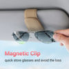 Picture of KanSmart Sunglass Holder for Car Visor Sunglasses Clip Magnetic Leather Glasses Eyeglass Holder Truck Car Interior Accessories Universal for Woman Man -Beige