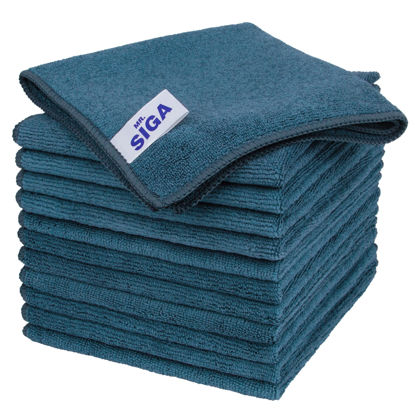 Picture of MR.SIGA Microfiber Cleaning Cloth, All-Purpose Microfiber Towels, Streak Free Cleaning Rags, Pack of 12, Light Teal, Size 32 x 32 cm(12.6 x 12.6 inch)