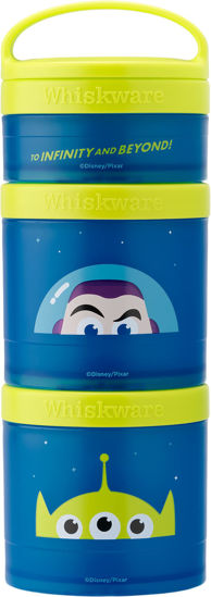 Picture of Whiskware Disney Pixar Stackable Snack Containers for Kids and Toddlers, 3 Stackable Snack Cups for School and Travel, Toy Story Buzz Lightyear