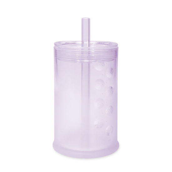 Picture of Olababy Clear View Silicone Training Cup with Straw Lid | Toddler Sippy Trainer 12mo+ | Unbreakable Water Drinking Cups for Kids 2yr+ | Baby Led Weaning & Feeding Supplies (Lilac, 9 oz)