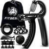 Picture of FitBeast Hand Grip Strengthener Workout Kit (5 Pack) Forearm Grip Adjustable Resistance Hand Gripper, Finger Exerciser, Finger Stretcher, Grip Ring & Stress Relief Grip Ball for Athletes