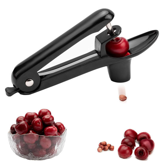 Picture of Ordekcity Cherry Pitter Tool Cherries Corer Pitter Tool Stainless Steel Fruit Pit Remover for Cherry Jam with Lock Design