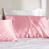 Picture of Bedsure King Size Satin Pillowcase Set of 2 - Pink Silk Pillow Cases for Hair and Skin 20x36 Inches, Satin Pillow Covers 2 Pack with Envelope Closure, Gifts for Women Men