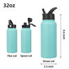 Picture of BJPKPK Insulated Water Bottles with Straw Lid, 32oz Metal Large Water Bottle with 3 Lids, Reusable Leak Proof BPA Free Thermos, Stainless Steel Canteen Water Bottle for Sports, Gym&Travel-Turquoise