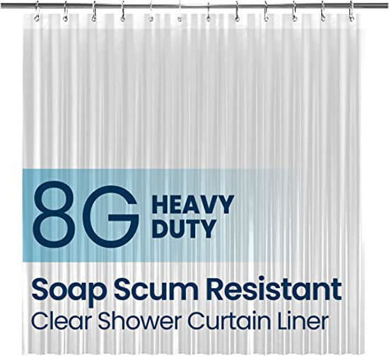 Picture of LiBa PEVA 8G Bathroom Shower Curtain Liner, 72" W x 96" H, Clear, 8G Heavy Duty Waterproof Shower Curtain Liner