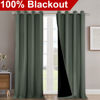 Picture of NICETOWN Dark Mallard 100% Blackout Curtains for Windows, Super Heavy-Duty Black Lined Total Darkness Drapes for Bedroom, Privacy Assured Window Treatment for Patio (2 PCs, 52 inches W x 108 inches L)