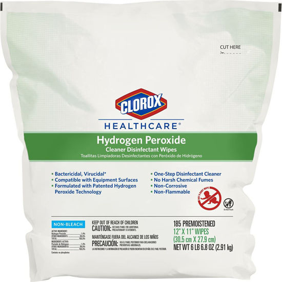 Picture of CloroxPro Healthcare Hydrogen Peroxide Cleaner Disinfectant Wipes Refill, Healthcare Cleaning and Industrial Cleaning, Clorox Wipes, 185 Count - 30827