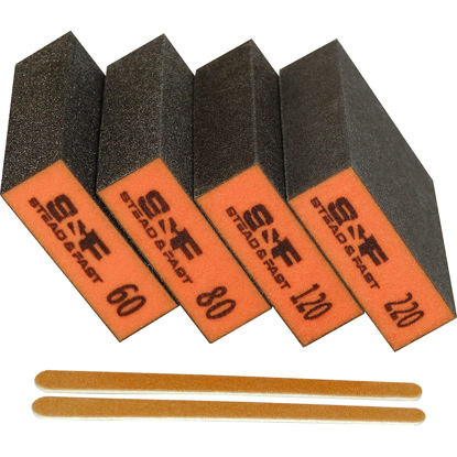 Picture of Sanding Sponge, 60 80 120 220 Coarse Medium Fine Grit Sanding Block, Sander Sponges for Drywall Metal, Sandpaper Sponge Sanding Blocks for Wood 4 Pcs by S&F STEAD & FAST