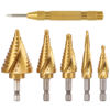 Picture of COMOWARE Hex Shank HSS Step Drill Bit with Two Spiral Flutes and Impact Readiness - Ideal for Metal, Stainless Steel, Aluminum, Wood, and Plastic,Total 50 Sizes with Aluminum Case