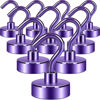 Picture of Neosmuk Magnetic Hooks, Heavy Duty Earth Magnets with Hook for Refrigerator, Extra Strong Cruise Hook for Hanging, Magnetic Hanger for Cabins, Grill (Purple, 10 Pack)