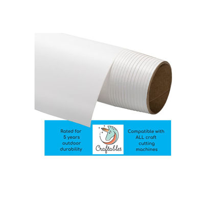 Picture of Craftables Matte White Vinyl Roll - Permanent, Adhesive, Glossy & Waterproof | 12" x 10' |for Crafts, Cricut, Silhouette, Expressions, Cameo, Decal, Signs, Stickers