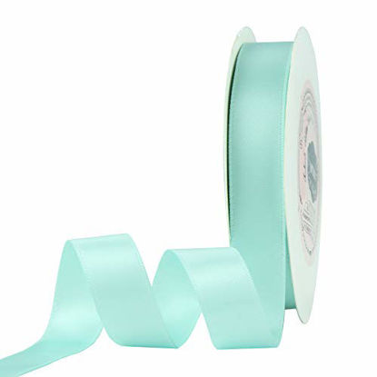 Picture of VATIN 5/8 inch Double Faced Polyester Aqua Blue Satin Ribbon -Continuous 25 Yard Spool, Perfect for Wedding Decor, Wreath, Baby Shower,Gift Package Wrapping and Other Projects